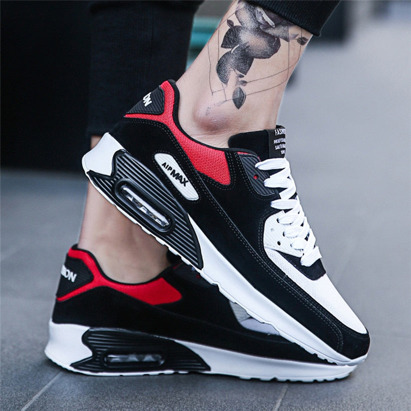 Zapatos para correr para hombre, zapatillas ligeras de malla de aire para hombre, zapatos deportivos antideslizantes con cordones y punta redonda para exteriores