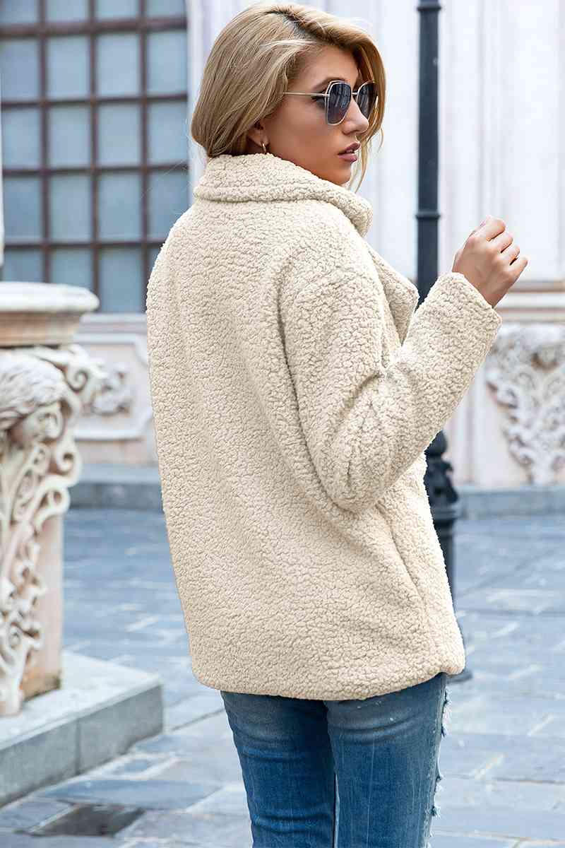 Abrigo Sherpa de cuello de solapa de tamaño completo
