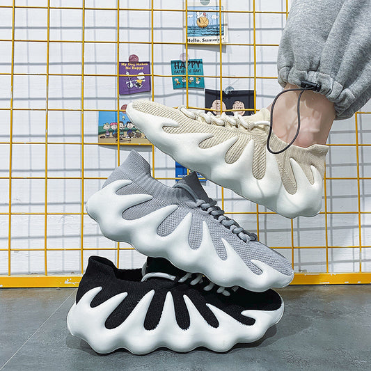 Zapatos de moda para hombre, zapatos planos informales de coco para papá, zapatillas deportivas transpirables para correr, zapatillas toscas, zapatillas de deporte de primavera con cordones