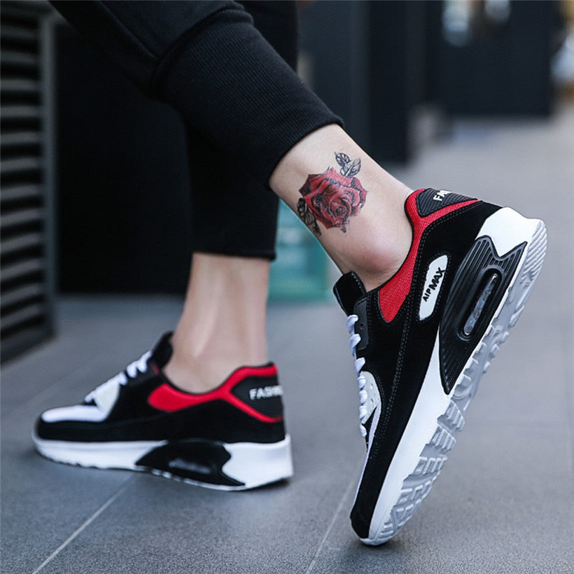 Zapatos para correr para hombre, zapatillas ligeras de malla de aire para hombre, zapatos deportivos antideslizantes con cordones y punta redonda para exteriores