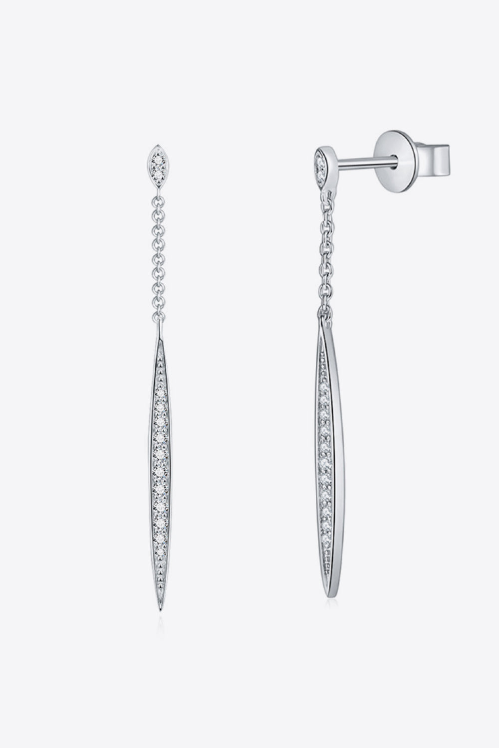 Elegantes aretes colgantes de plata esterlina 925 Moissanite