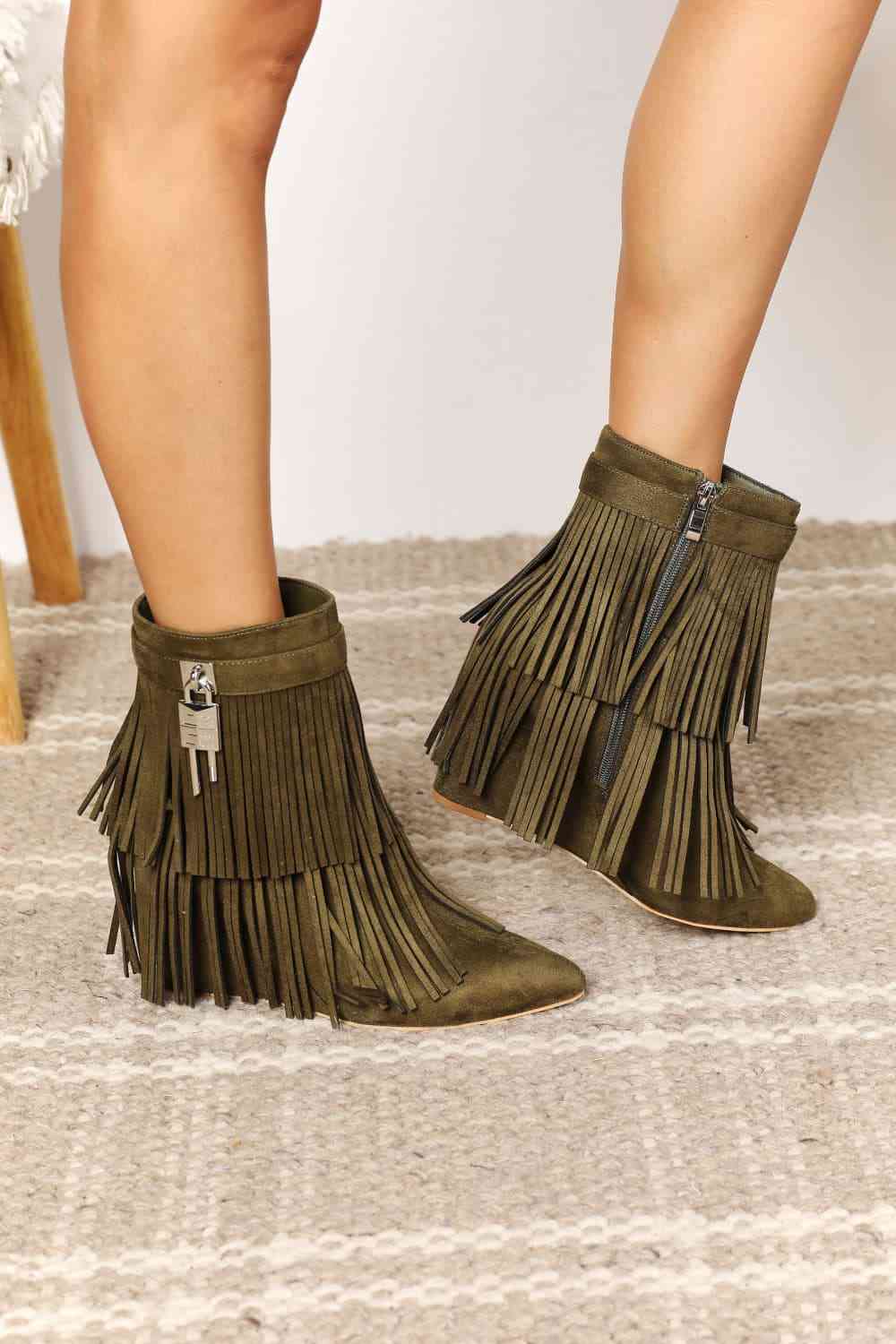 Botines con tacón de cuña y borlas para mujer Legend