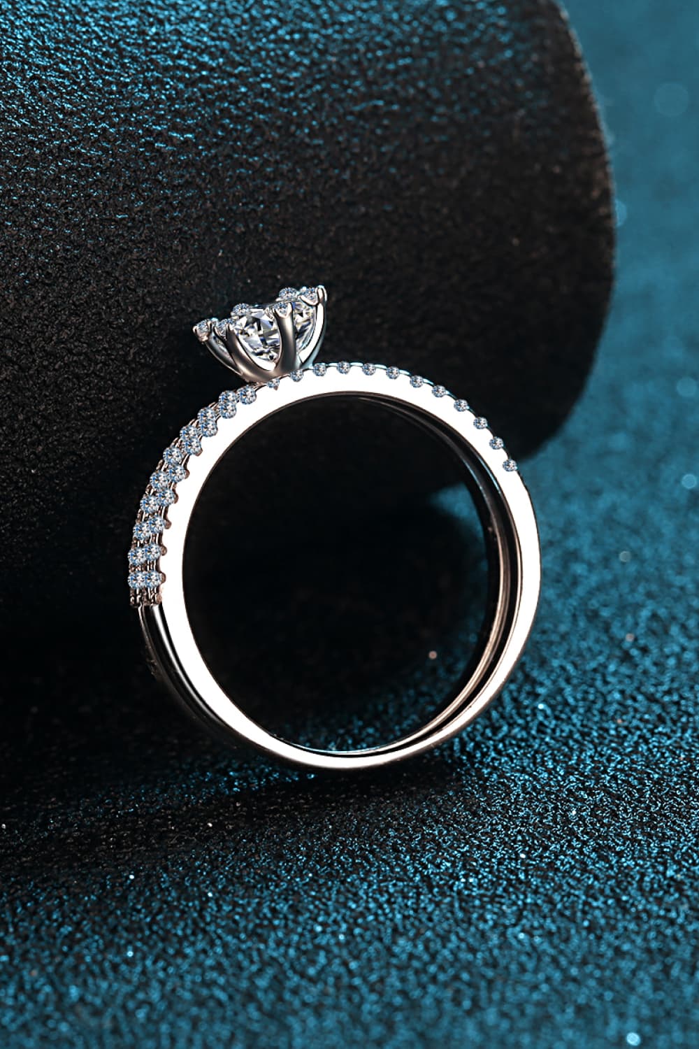Juego de anillos de plata esterlina 925 Moissanite