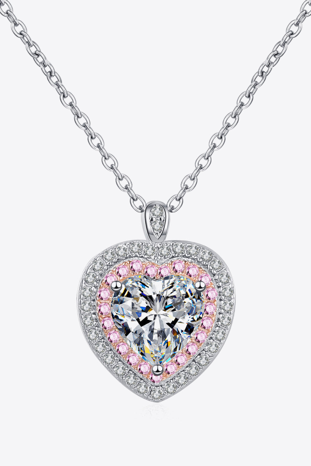 Collar con colgante de corazón de moissanita de 1 quilate de plata de ley 925