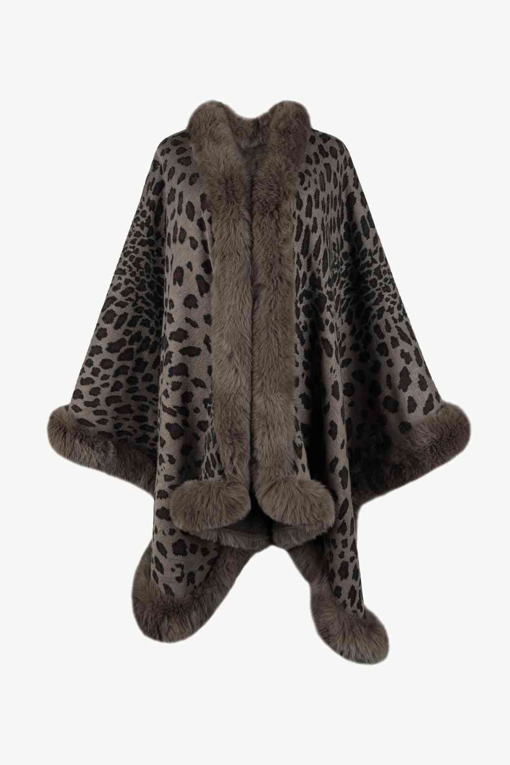 Poncho de leopardo con parte delantera abierta