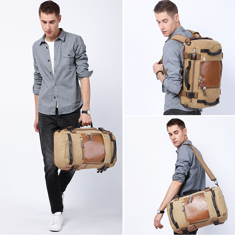 Literary Retro Casual Korean Version Large Capacity Rucksack Men's Backpack Multi-Functional Travel Leisure Backpack