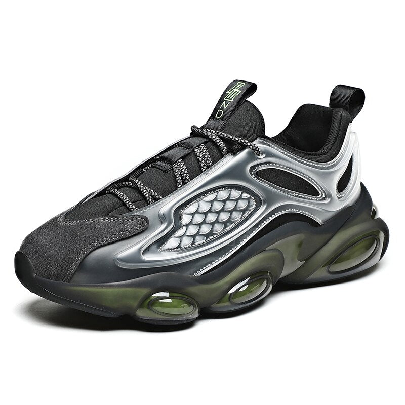Zapatos de moda para hombre de fondo grueso para papá, zapatillas transpirables con cordones y punta redonda, zapatillas de ocio para exteriores, antideslizantes, cómodos zapatos para correr