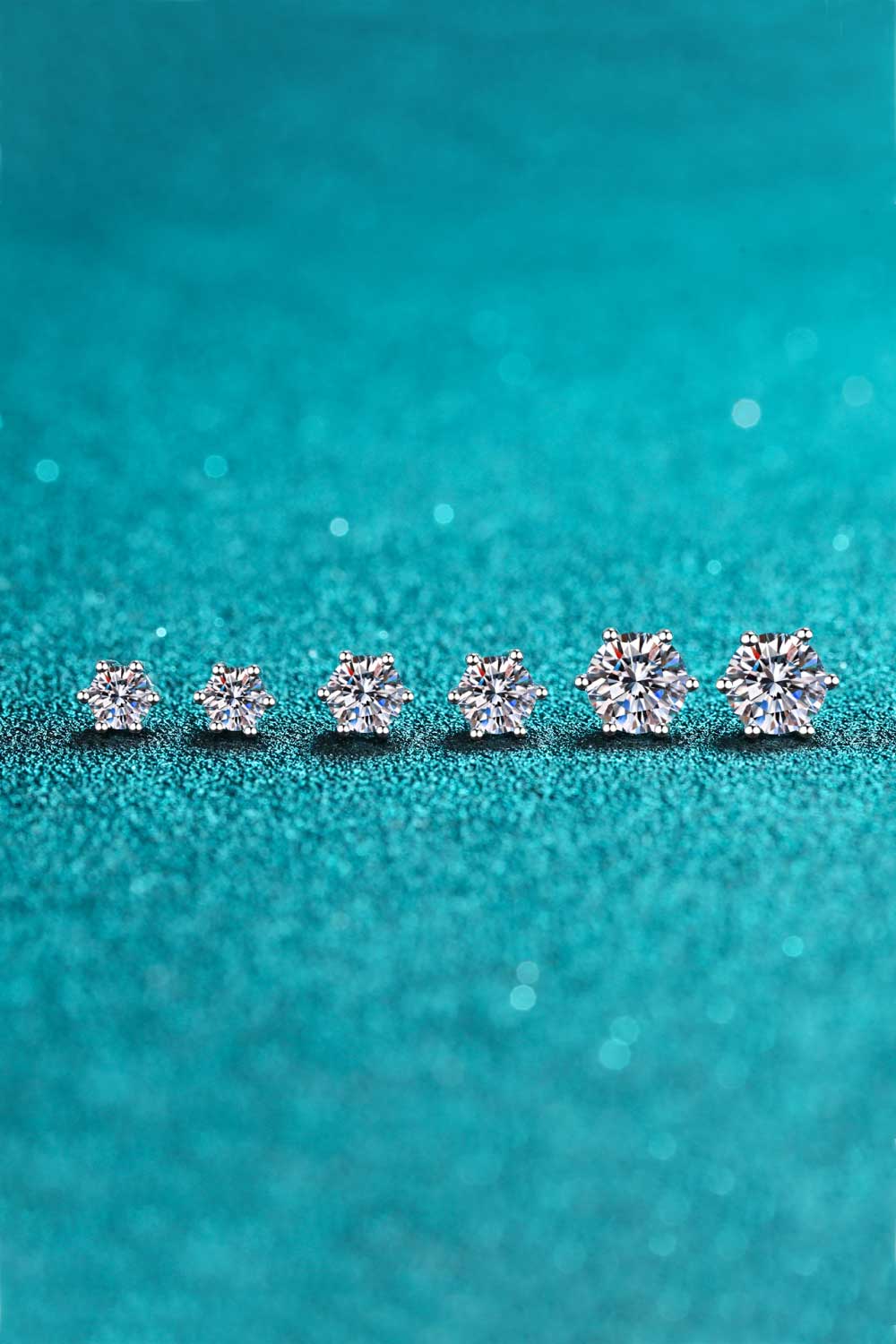 Aretes de moissanita de plata de ley 925 con 6 puntas y 2 quilates
