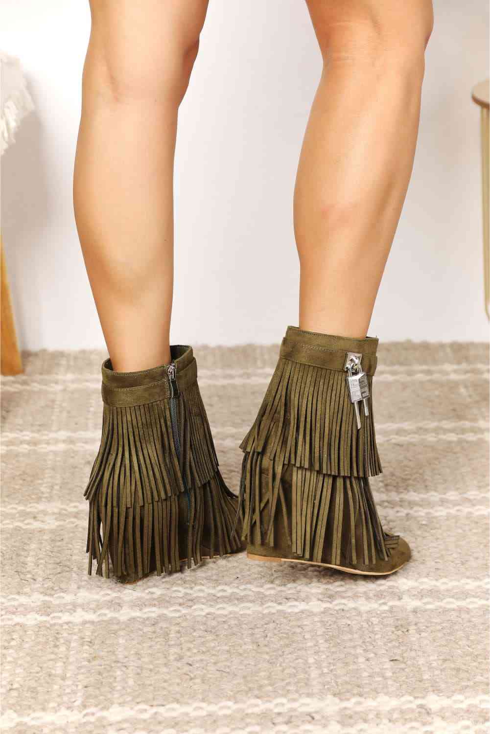 Botines con tacón de cuña y borlas para mujer Legend