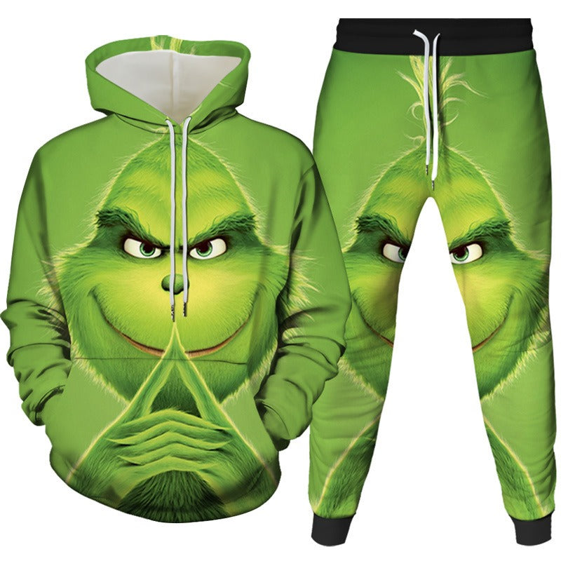 Green Fur Monster Greenwich Series 3D Digital Printing Suit Two-piece Set