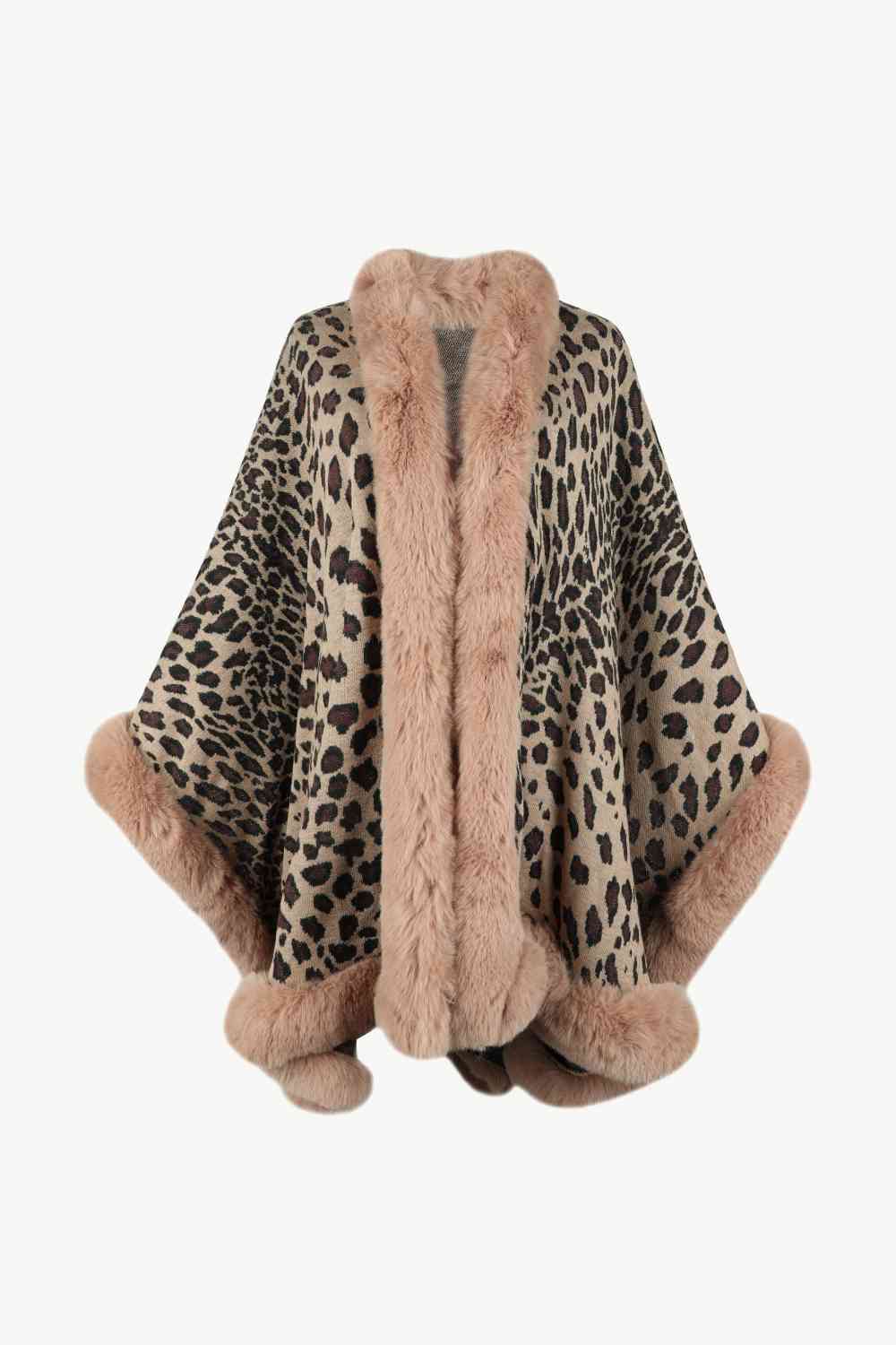 Poncho de leopardo con parte delantera abierta