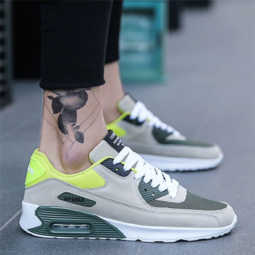 Zapatos para correr para hombre, zapatillas ligeras de malla de aire para hombre, zapatos deportivos antideslizantes con cordones y punta redonda para exteriores