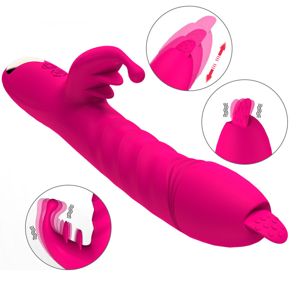 Vibrador AV de masaje telescópico con vibración del punto G para lamer la lengua