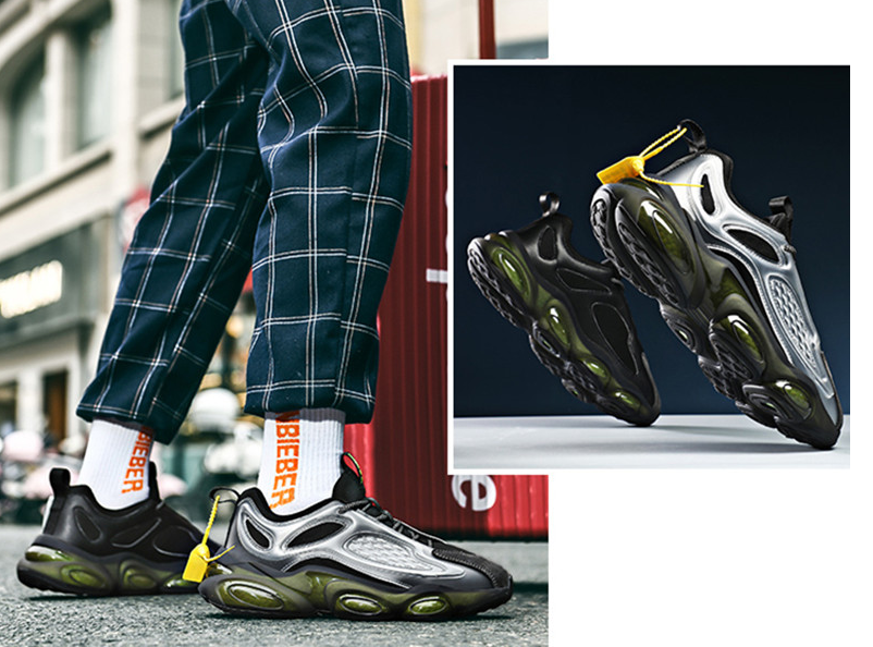 Zapatos de moda para hombre de fondo grueso para papá, zapatillas transpirables con cordones y punta redonda, zapatillas de ocio para exteriores, antideslizantes, cómodos zapatos para correr