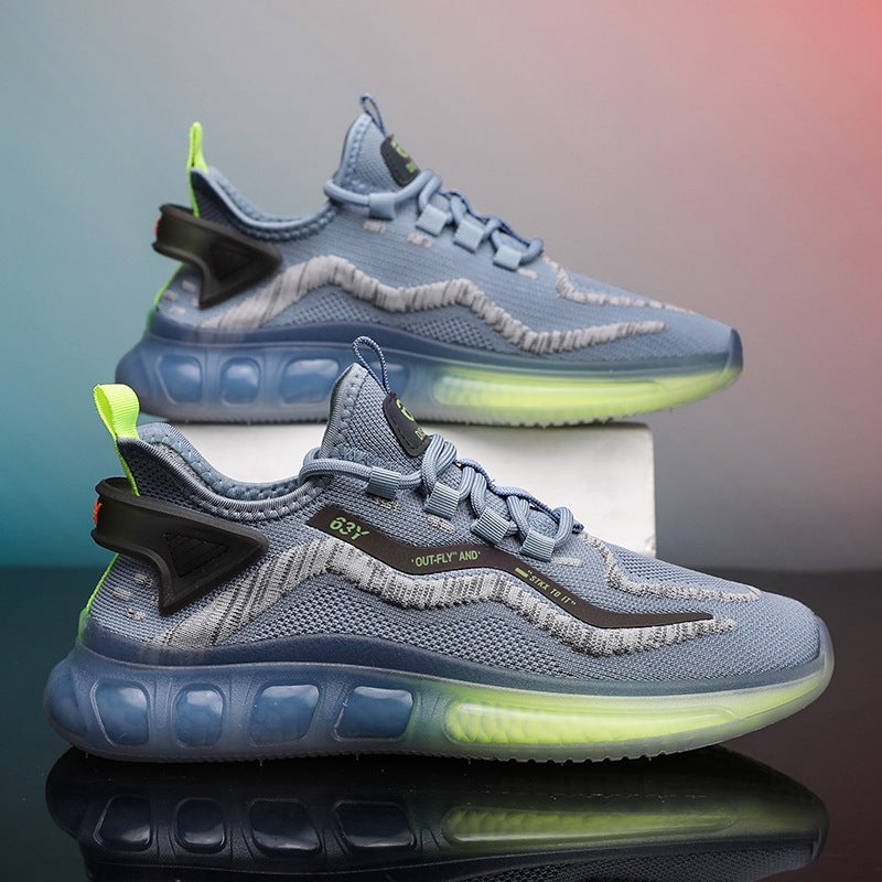 Nuevos zapatos para correr Jelly Bottom Rainbow zapatos casuales Flying Woven Mesh transpirable deportes zapatos de hombre
