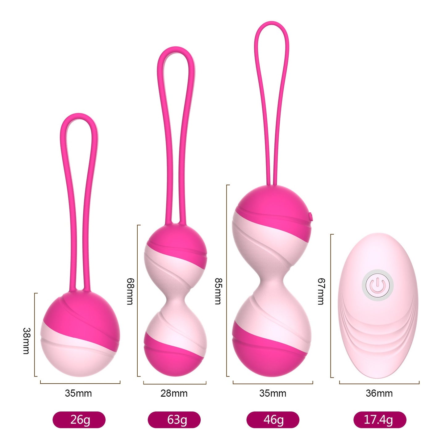 Y.LOVE Kegel Ball Función de ejercicio y masaje 2 en 1