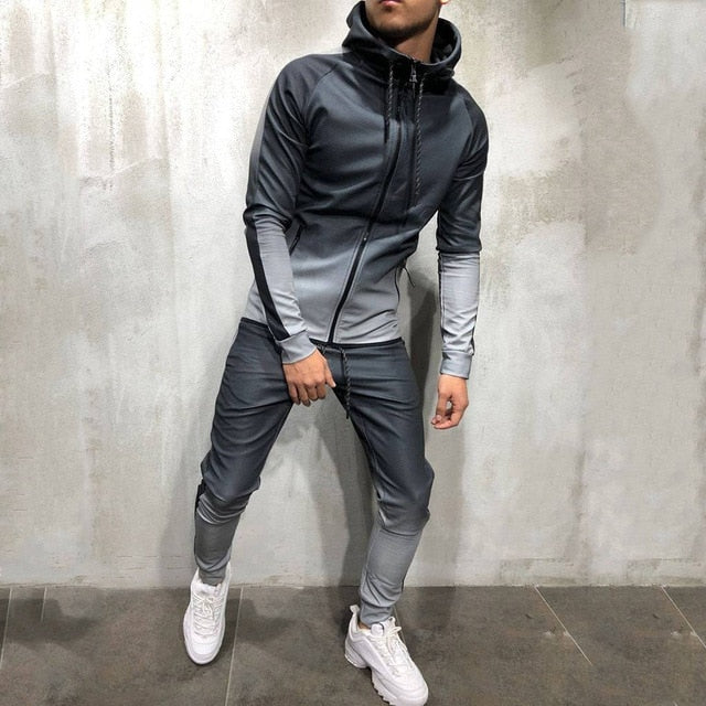 Zipper Tracksuit Men's Two Piece Set