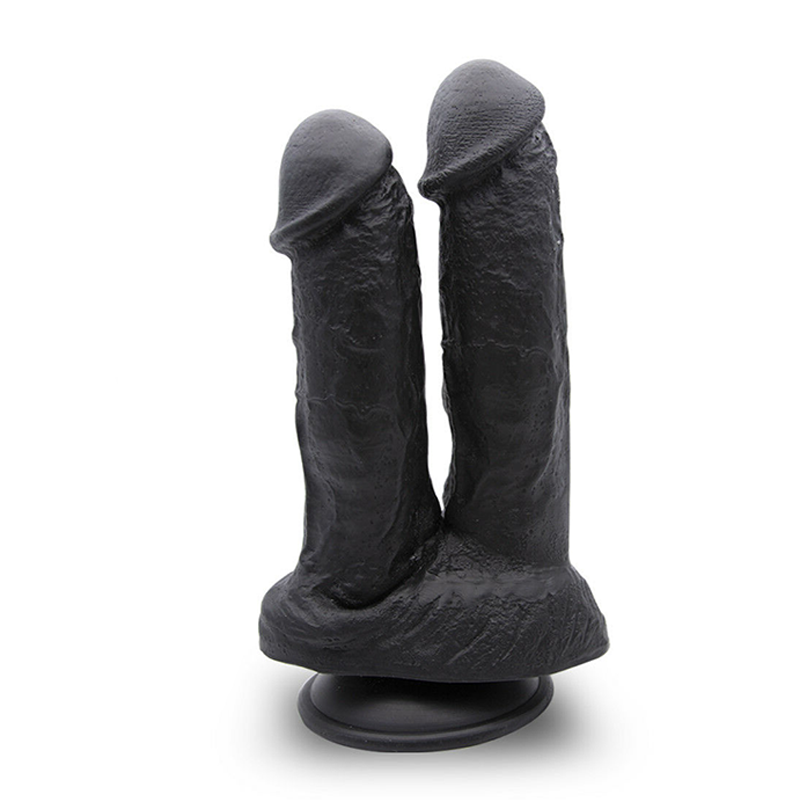 Pene de dos cabezas con tapón anal de consolador enorme