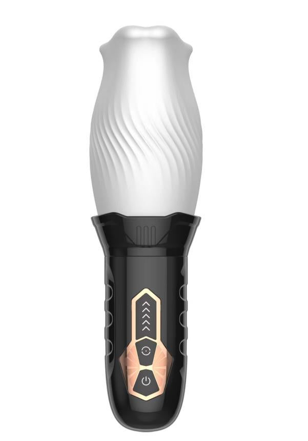 Copa de avión envuelta giratoria Glande masculino Ejercitador transparente vibrante
