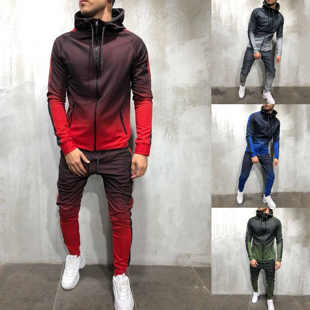 Zipper Tracksuit Men's Two Piece Set