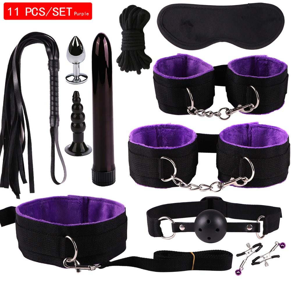 Juego de bondage sexual de silicona de nailon de 11 piezas