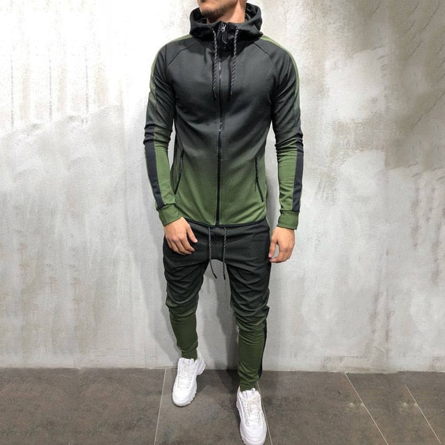 Zipper Tracksuit Men's Two Piece Set