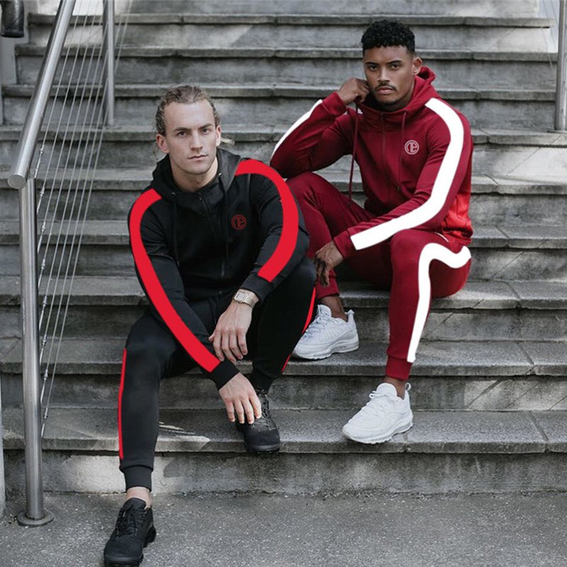 Chándal deportivo para hombre, conjunto de ropa deportiva para correr, gimnasio, para correr, culturismo, trajes deportivos para hombre, Sudadera con capucha y pantalones, traje para hombre
