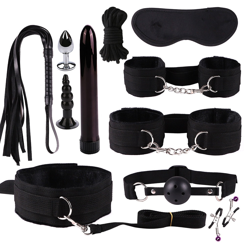 Juego de bondage sexual de silicona de nailon de 11 piezas