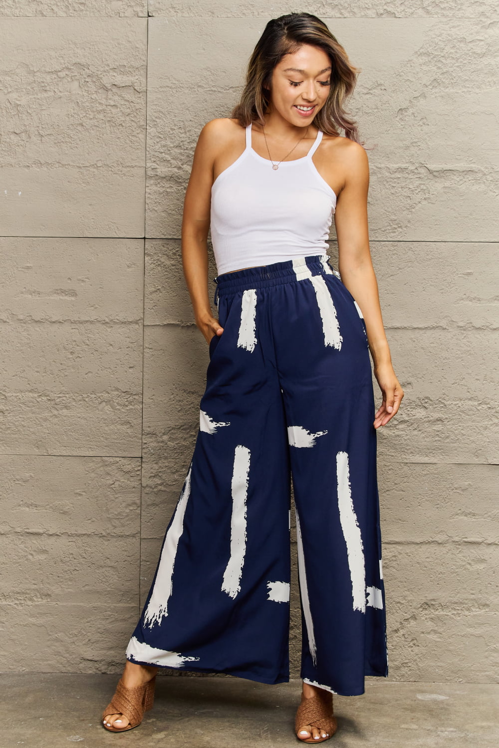 Pantalones largos de pierna ancha estampados