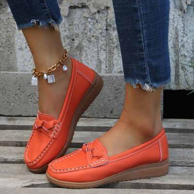 Mocasines con tacón de cuña y tejido