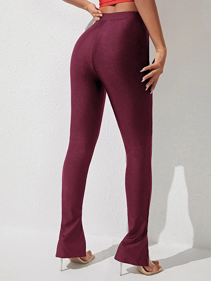 Pantalones pitillo con abertura en la cintura alta