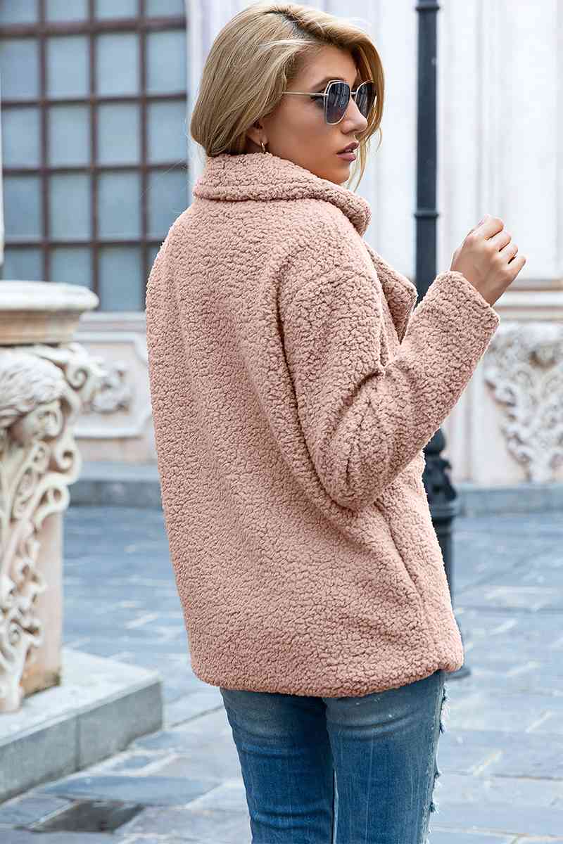 Abrigo Sherpa de cuello de solapa de tamaño completo