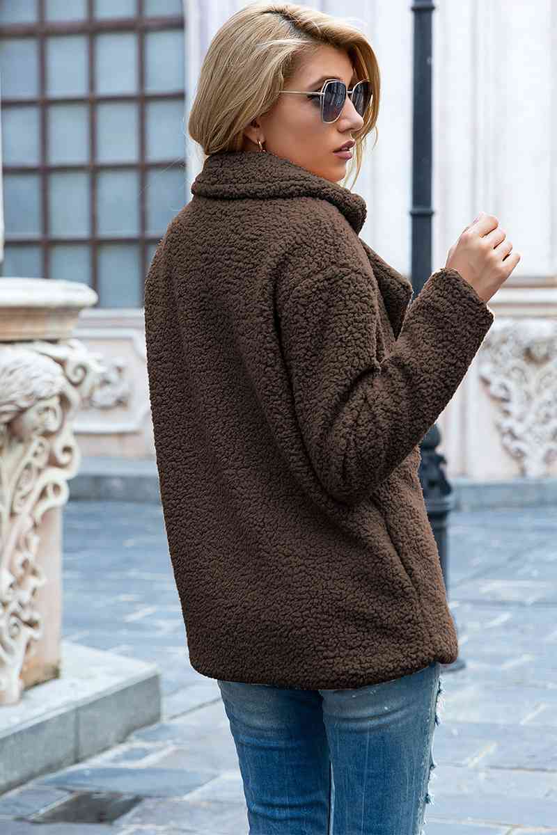 Abrigo Sherpa de cuello de solapa de tamaño completo