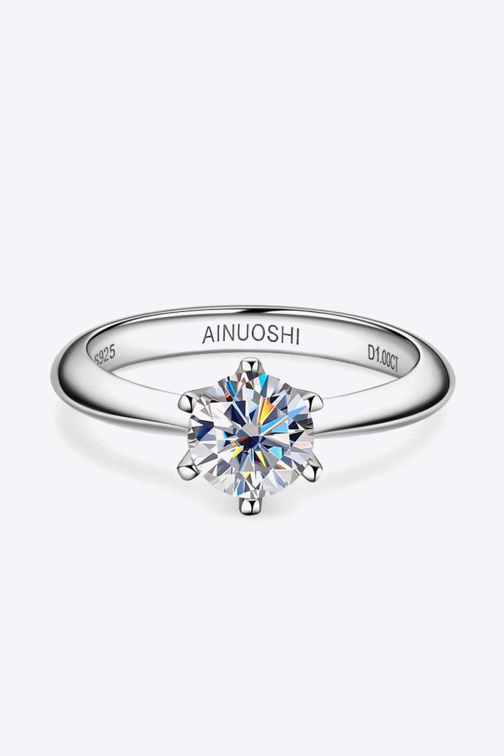 Anillo chapado en platino con moissanita de 1 quilate de Wonderful Life