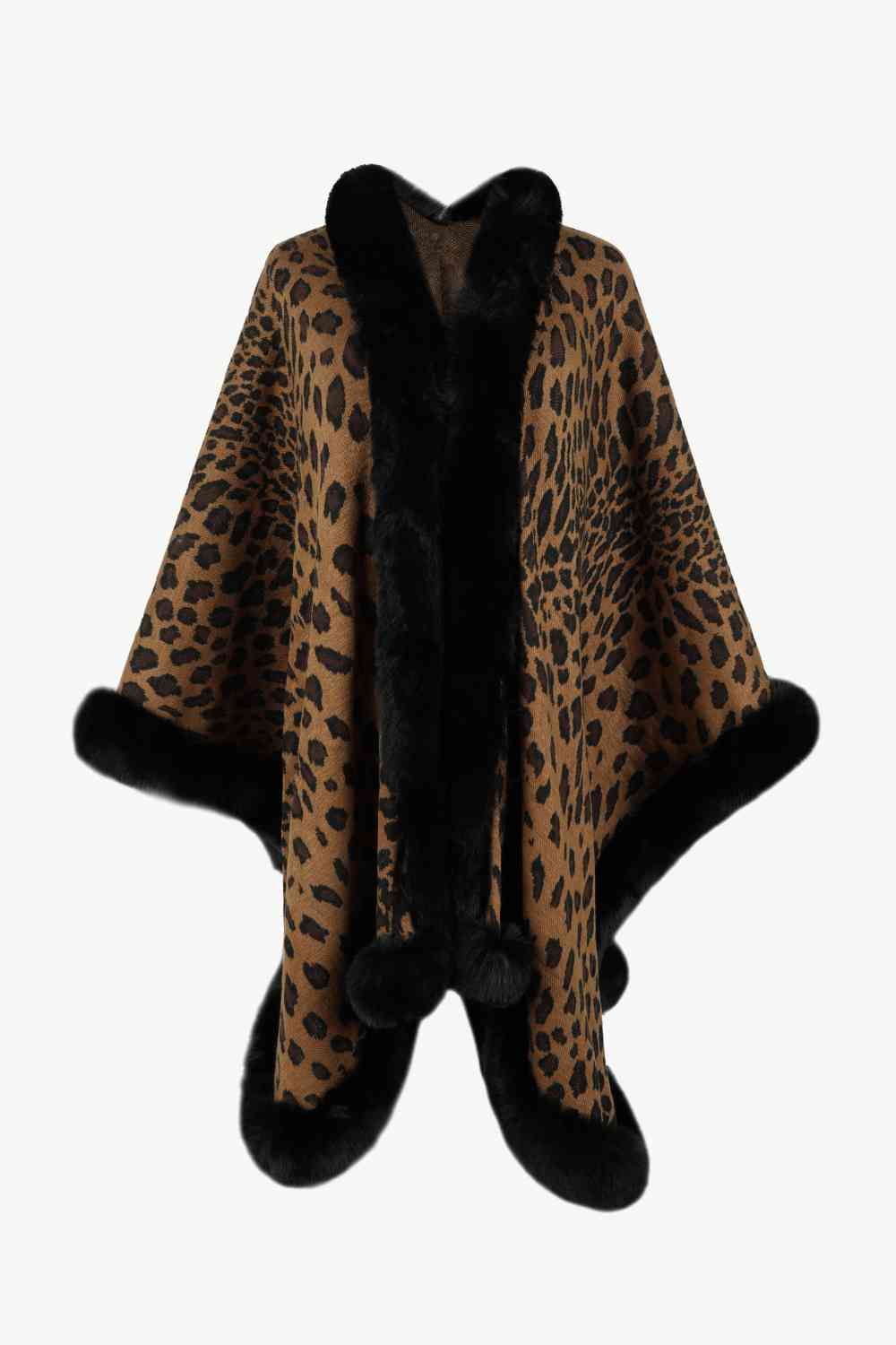 Poncho de leopardo con parte delantera abierta