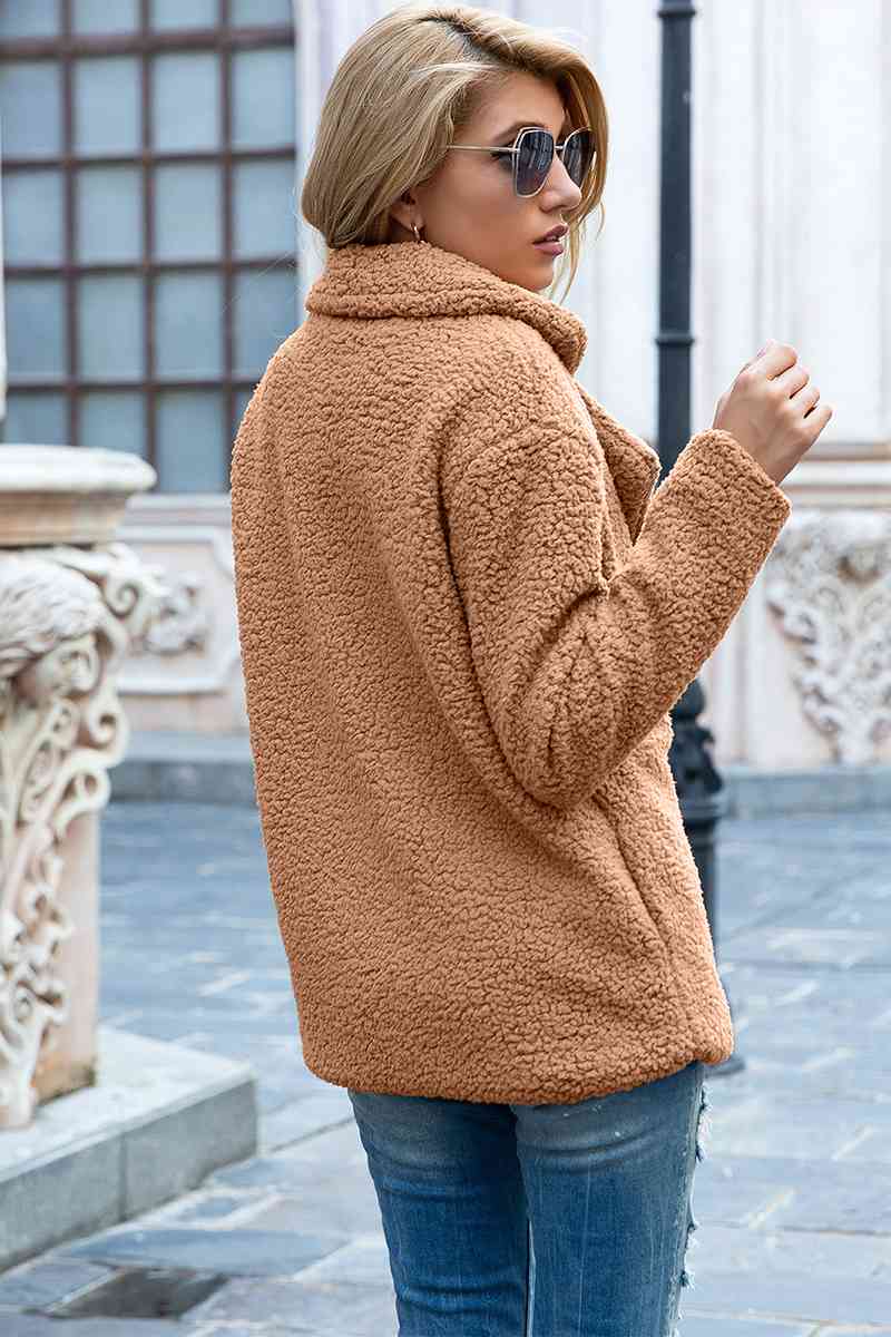 Abrigo Sherpa de cuello de solapa de tamaño completo