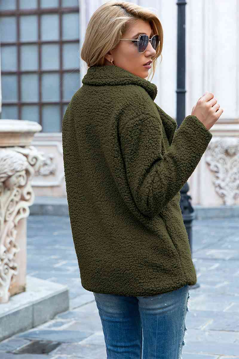 Abrigo Sherpa de cuello de solapa de tamaño completo