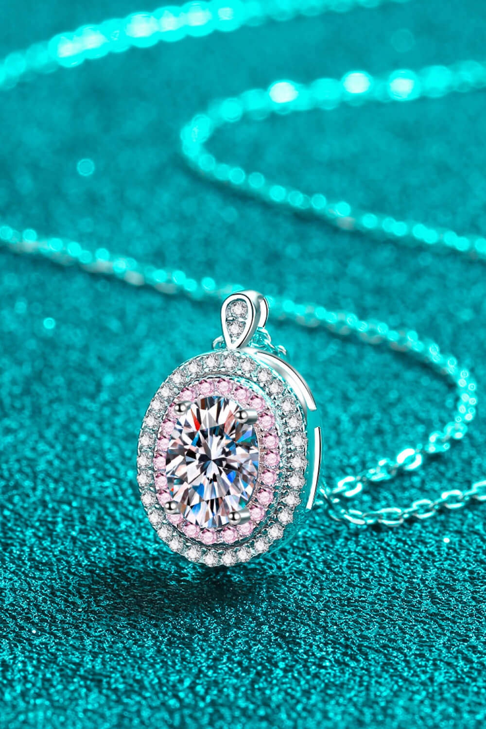 Collar con colgante de moissanita de 1 quilate de plata de ley 925 chapada en rodio