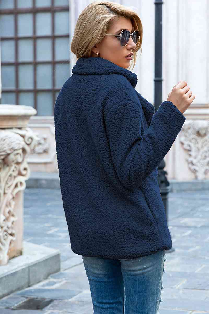 Abrigo Sherpa de cuello de solapa de tamaño completo