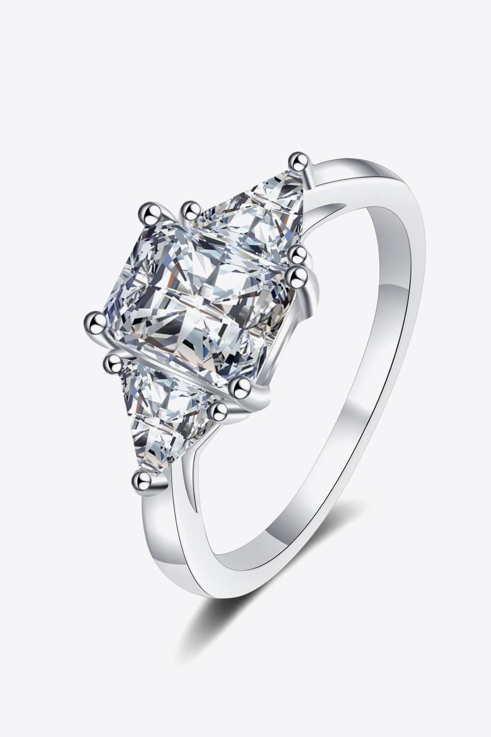 Anillo de plata de ley 925 con baño de rodio de moissanita de 3 quilates