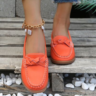 Mocasines con tacón de cuña y tejido