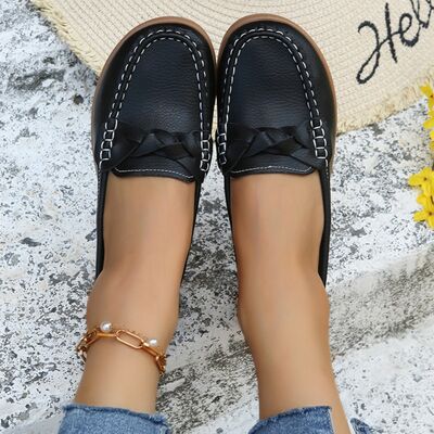 Mocasines con tacón de cuña y tejido