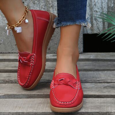 Mocasines con tacón de cuña y tejido
