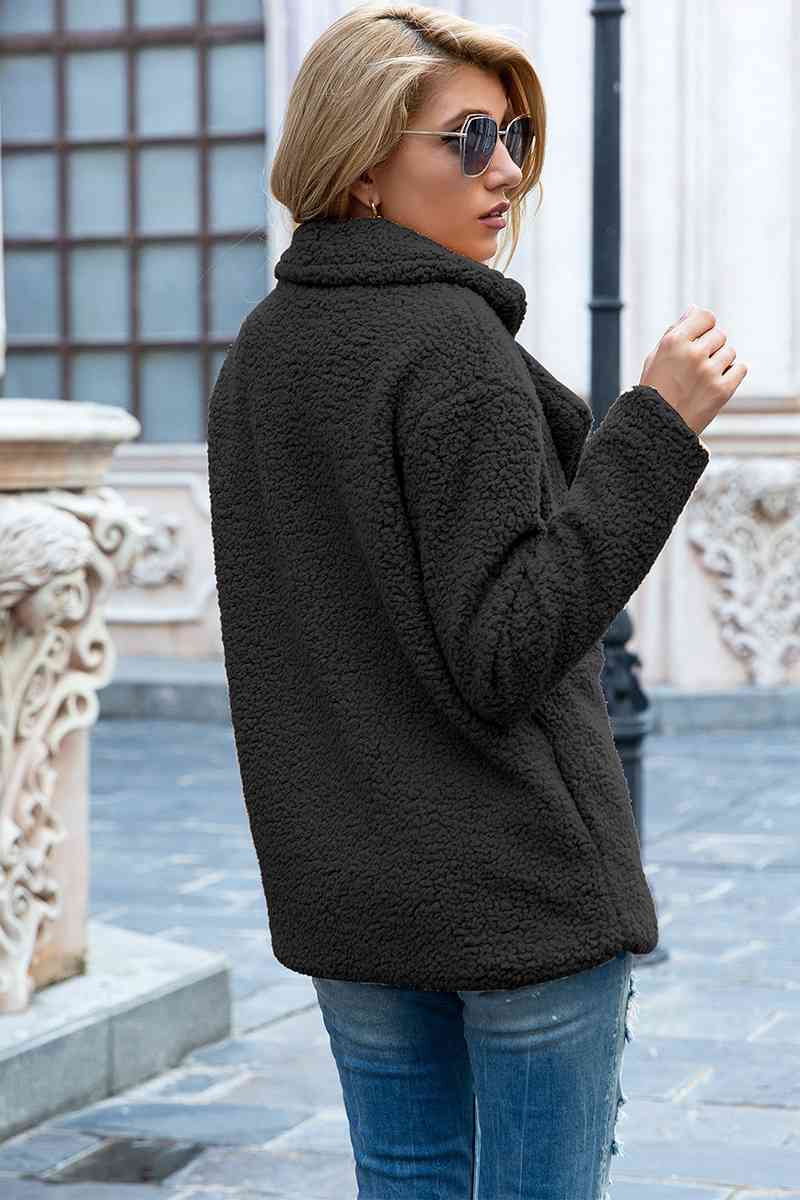 Abrigo Sherpa de cuello de solapa de tamaño completo