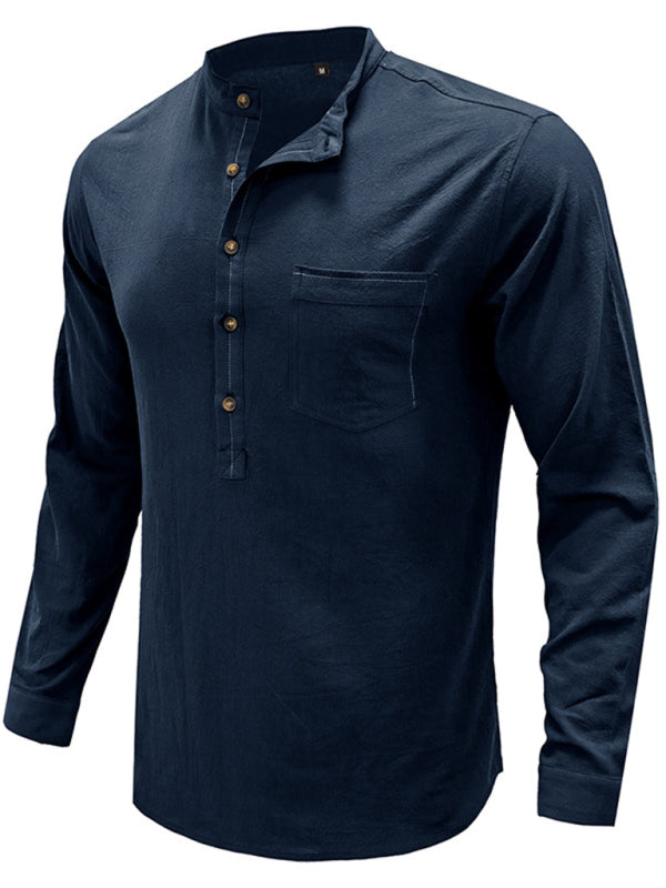 Camiseta Henley de manga larga Defender Performance de color liso para hombre