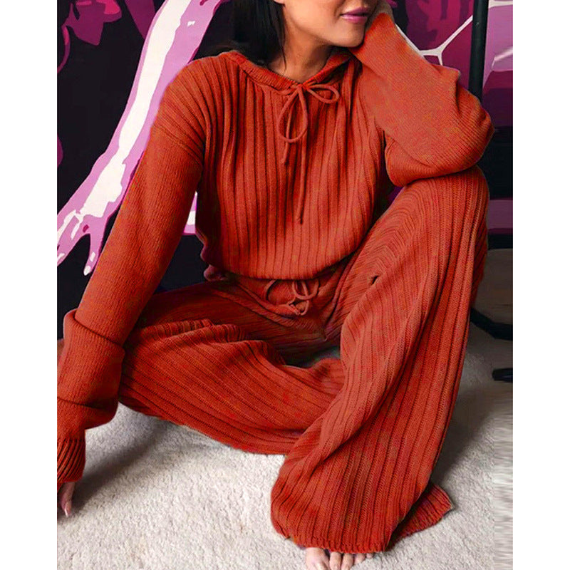 Conjunto informal de manga larga con capucha y holgado para mujer 