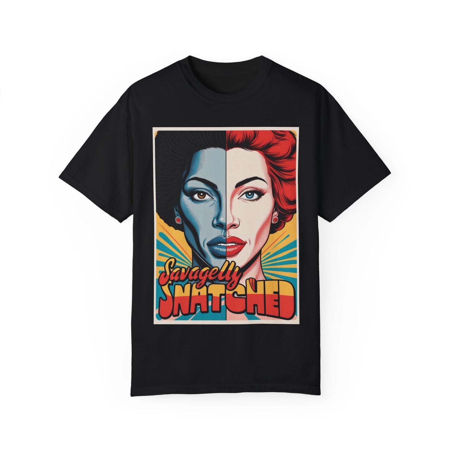 Split Face Unisex T-Shirt - Savagely Snatched Beauty In Black Tee