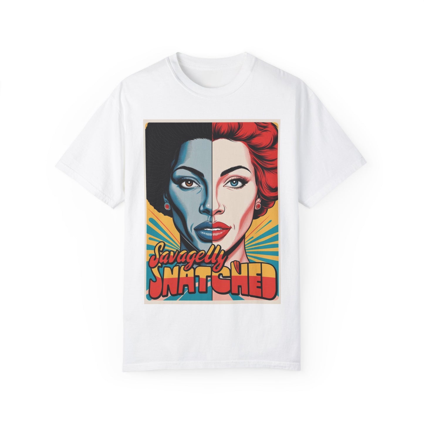 Split Face Unisex T-Shirt - Savagely Snatched Beauty In Black Tee