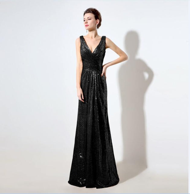 Vestido de dama de honor con lentejuelas de oro rosa 