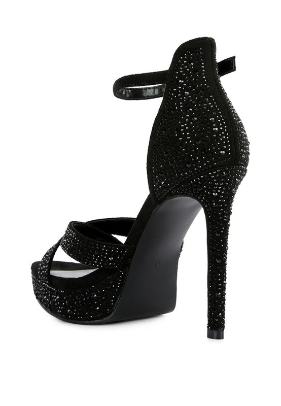 REGALIA Diamante Studded High Heel Dress Sandals